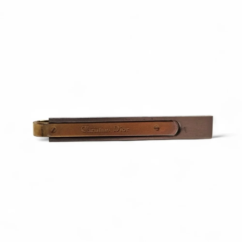 Dior Two Tone Vintage Tie Bar Clip In Silver And Gold